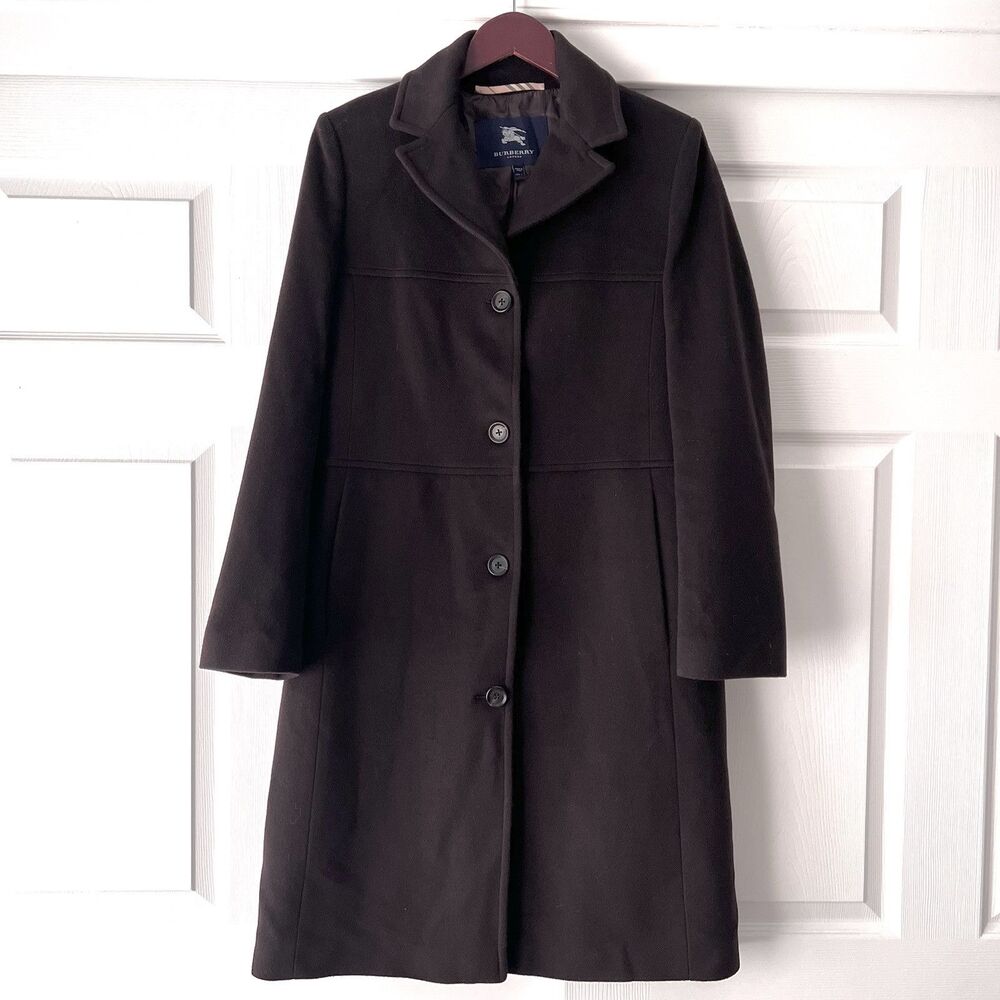 BURBERRY London Womens Wool Cashmere Long Coat Size 8 Brown
